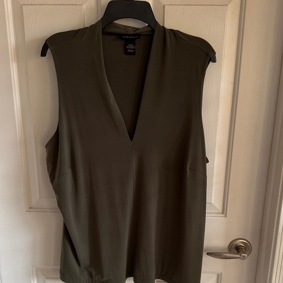 Lane Bryant Tops - Lane Bryant Deep Olive V-Neck 95% Poly 5% Spandex Wash & Wear Top NWOT